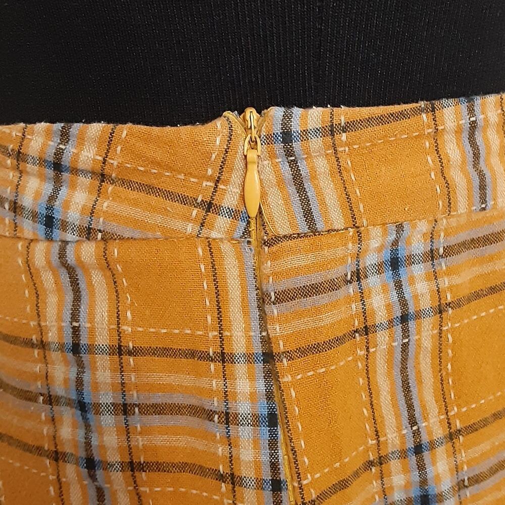 Vintage 70s Inspired Plaid Trousers Orange Womens S/M Academia - Picture 7 of 12